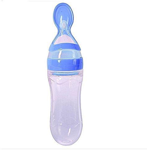 Generic Silicone Squeeze Feeding Bottle/Spoon - Blue