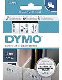 Dymo 45011, D1 Tape,12mm x 7m, Blue on Transparent