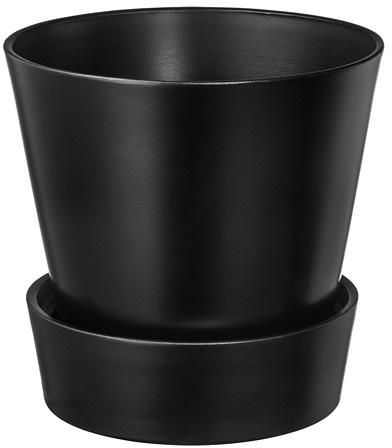 SENAP Plant pot with saucer, black