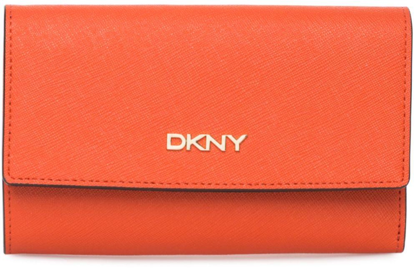 DKNY R1621105-800 Bryant Park Med Tri-fold Wallet for Women - Leather, Orange