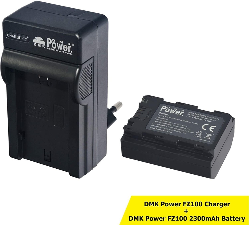 DMK Power NP-FZ100 Battery and TC600E Travel Charger for Sony NP-FZ100, BC-QZ1 A7RIII A7R3, a7 III, Alpha 9, Alpha 9R, Alpha 9S Digital Camera