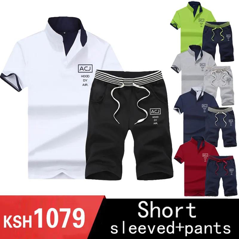 Men clothes 2 pack new short-sleeve T-shirts & Polos sports suit tied version of the trend of casual