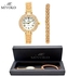 Miyoko Stainless Steel Watch Bundle With Chain Bracelet -Gold