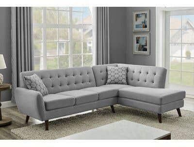 Get Beech Wood L Shape Sofa, Jaguar Fabric, 2 Pieces, 80×300×160 Cm - Grey with best offers | Raneen.com