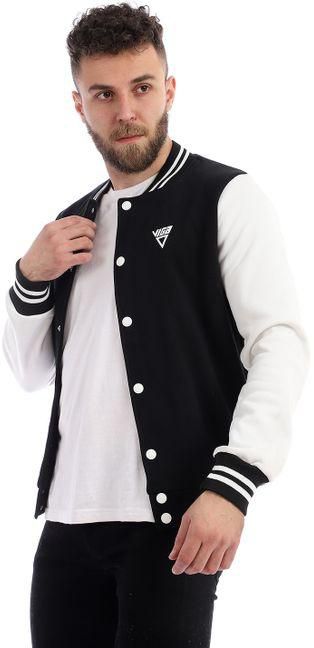 Viga Bi-Colored Baseball Jacket -Black*White