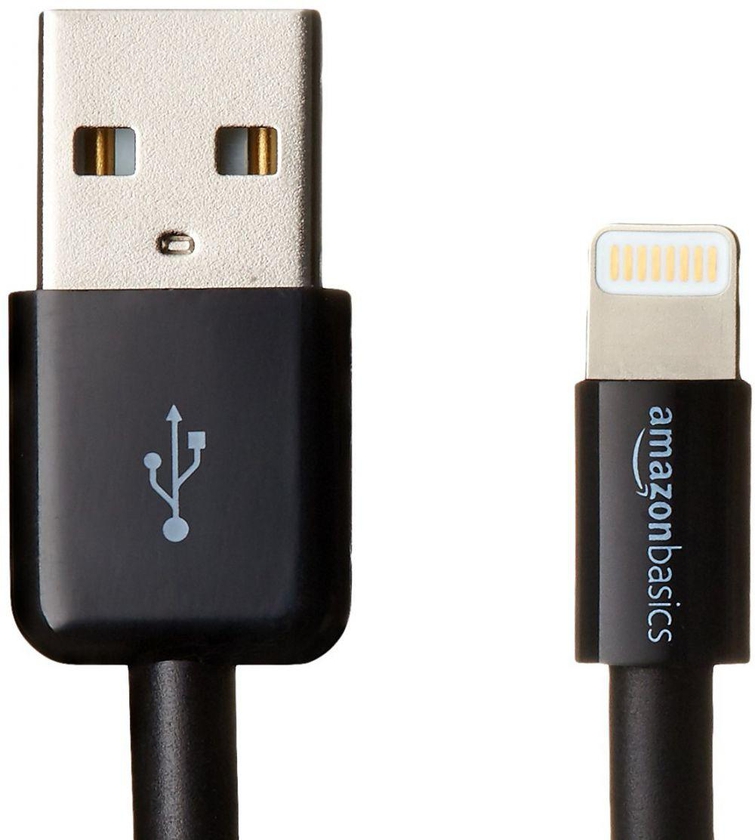 AmazonBasics Two-Pack USB A to Lightning Compatible Cables - Apple MFi Certified - Black (3 Feet/0.9 Meter)