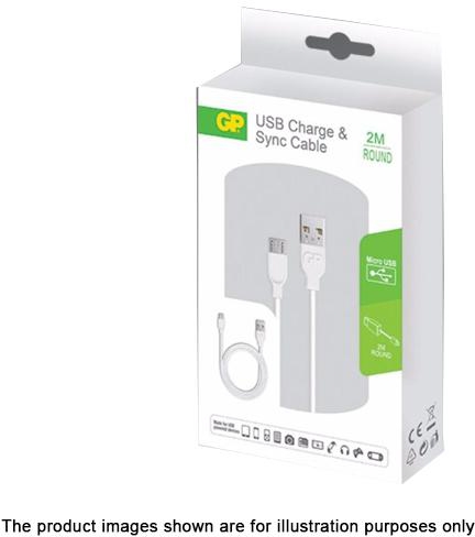 GP CB22 Micro USB Charge &amp; Sync 2 Meter Round Cable (White)