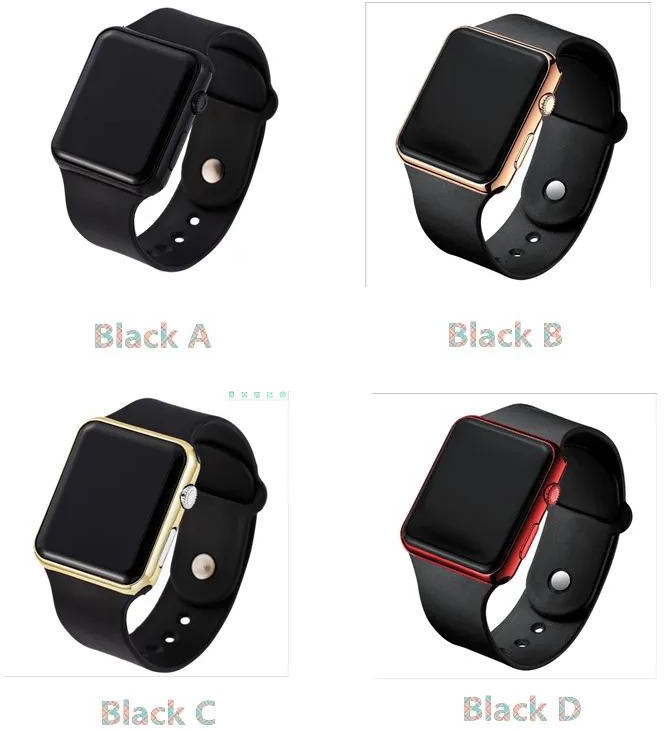 Whole Sale Led Electronic Square Boys Girls Students Watch Couple Lovers Apple Sports Watch Fashion Men Women Casual Watch 2PCS Message for Color