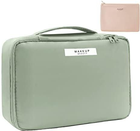 Travel Makeup Bag Cosmetic Bag Makeup Bag Toiletry bag for women and girls, Green, Fashion