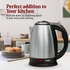 Clikon, 1.8 Liter Stainless Steel Electric Cordless Kettle With 360 Degrees Swivel Base, Power Cord Storage, Auto Cut-Off Function, LED Indicator, 1500 Watt, Silver