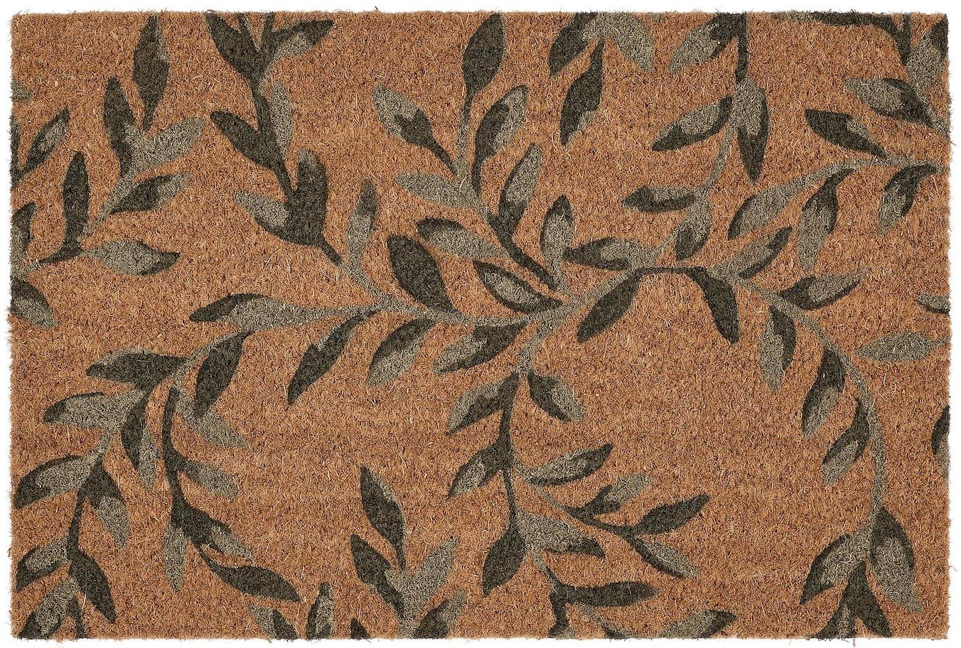 SPARKÄR Door mat, indoor - green leaves 40x60 cm