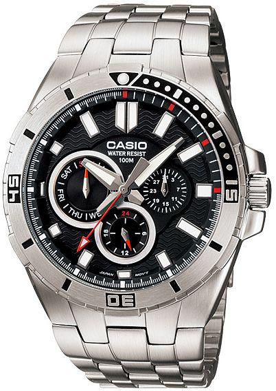 Watch for Men by Casio , Analog , Chronograph , Stainless Steel , Silver , MTD-1060D-1A