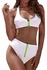10 Pack Solid Bikini Set White/Green
