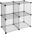 4-Cube DIY Wire Grid Bookcase, Multi Use Modular Storage Shelving Rack, Open Organizer Cabinet for Books, Toys, Clothes, Tools