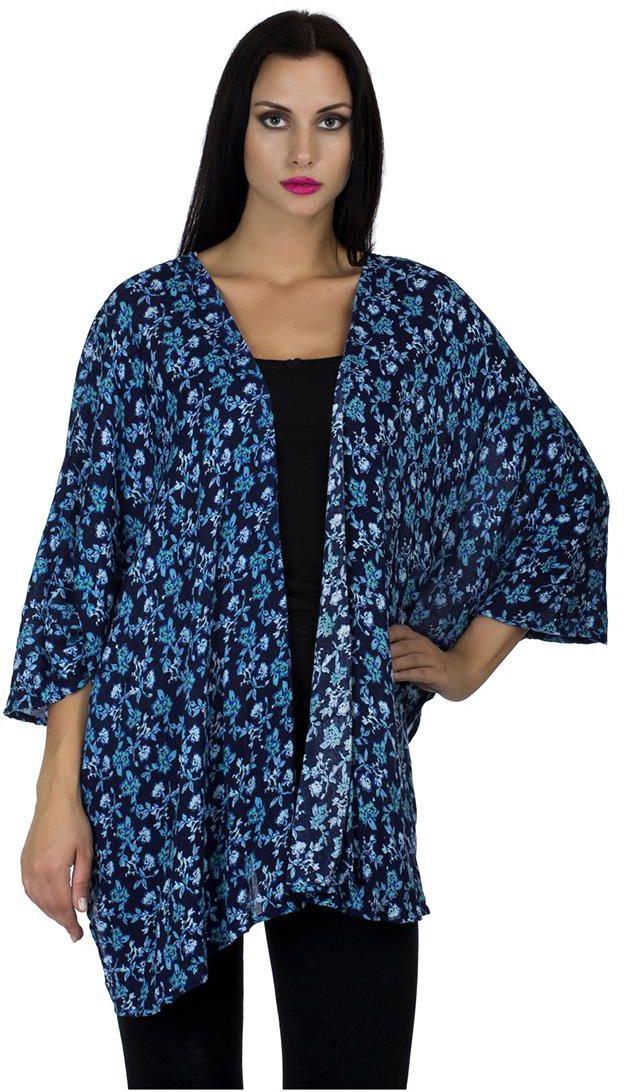 Mansi Collections - Casual Women's Floral Print Shrug, Blue