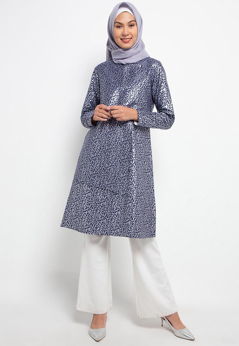 Gobindpal Azzar Arya Layered Long Tunic Print - 4 Sizes (Blue)