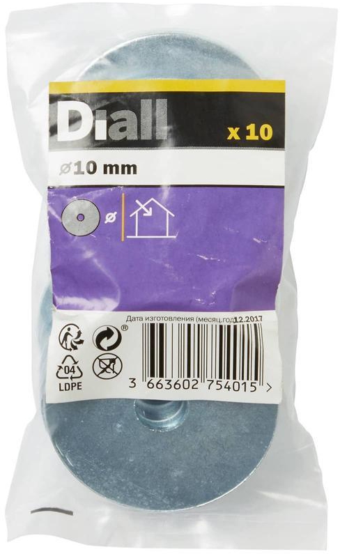 Diall Carbon Steel Penny Washer Pack (M10, 10 Pc.)