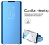 WEIOU Flip Clear Smart View Case for Samsung Galaxy A22 4G / Galaxy M22 Case, Mirror Plating Full Body 360° Protection Cover, Makeup Translucent Standing Phone Shell. Blue
