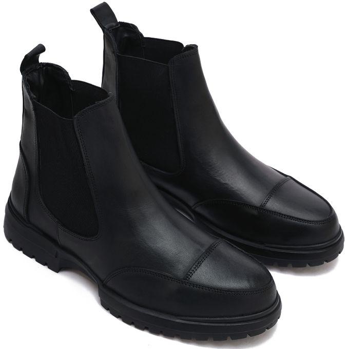 Men's Leather Boots Casual Shoes Black