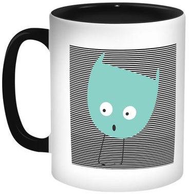Cartoons Space Object Printed Coffee Mug Black/White/Green 11ounce