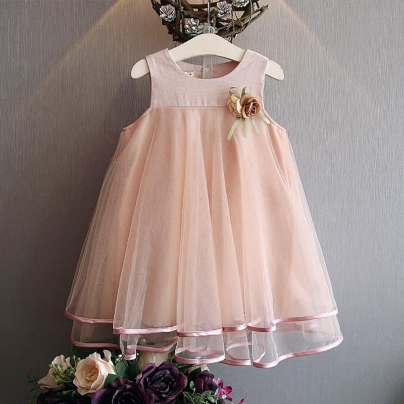 Koolkidzstore Girls Dress Mesh Dress - 4 Sizes (Grey - Pink)
