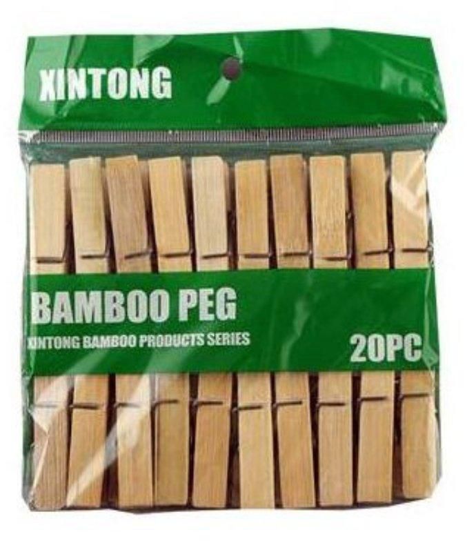 مجموعة من 20 قطعة من مشابك الغسيل - خشب البامبو