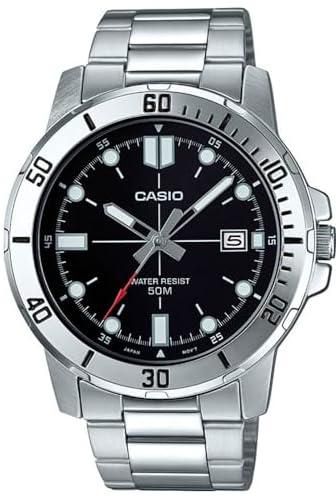 Casio men's black dial stainless steel band watch - mtp-vd01d-1evudf