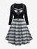 Plus Size Skull Ghost Flocking Crossover Lace-up Ruffle Lace Striped Knitted Halloween 2 in 1 Dress - L | Us 12