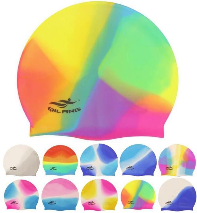 Water Resistant Silicone Swimming Cap - Multicolor