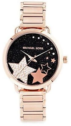 Michael Kors Mk3795 Metal Stone Embellished Dial Round Analog Watch for Women - Rose Gold