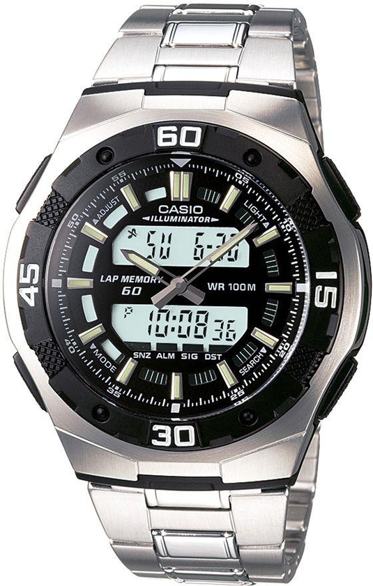 Casio Men's Black Dial Stainless Steel Band Watch - AQ-164WD-1AVDF
