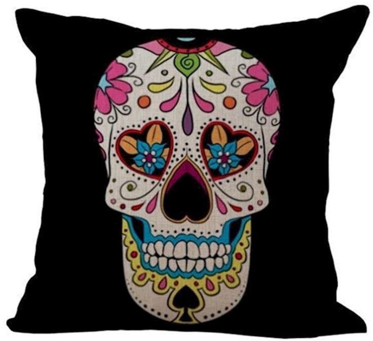Vintage Style Skull Cotton Linen Square Pillow Cases Multicolour 45x45 centimeter