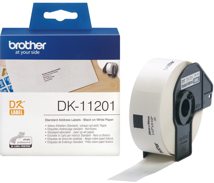 Brother DK-11201 Black on White tape
