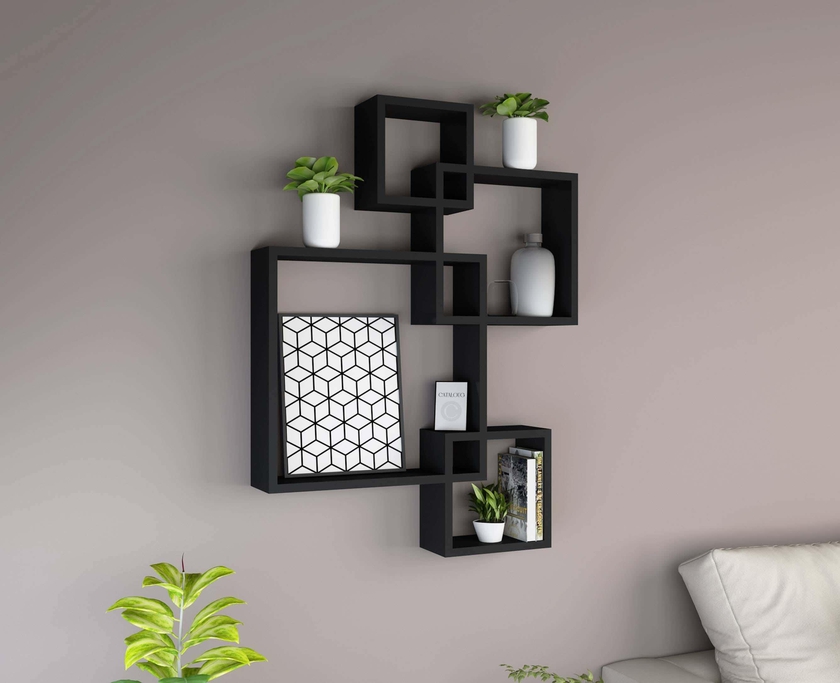 Get MDF Wood Shelving Unit, 73×12×110 cm - Black with best offers | Raneen.com