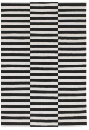 STOCKHOLM Rug, flatwoven, handmade striped, off-white striped black/off-white