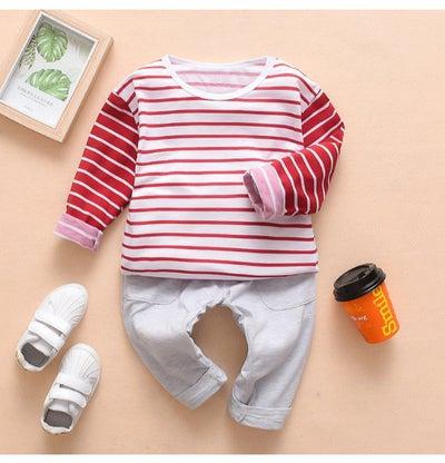 Long Sleeve T-Shirt And Pants Set Red/Pink/White