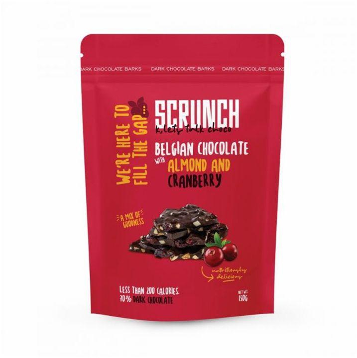 Scrunch Belgian Dark Chocolate With Almond & Cranberry - 150g