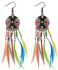 Bohemian Boho Style Multicolor Beads & Feather Tassel Earrings