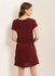 Solid Design Short Sleeves Mini Dress Burgundy