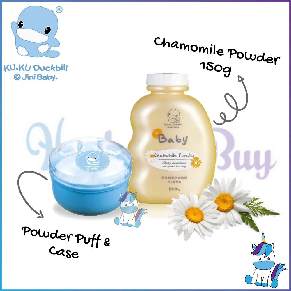 Kuku Duckbill Organic Chamomile Powder 150g  / Powder Puff & Case