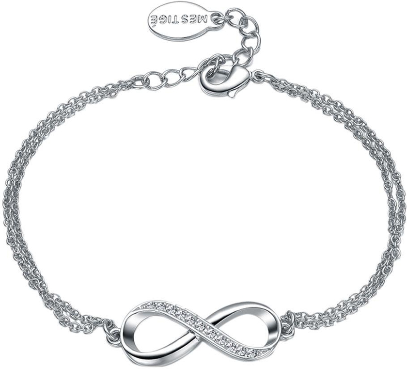 Mestige Women's Rhodium Plated Infinitely Yours Chain Bracelet