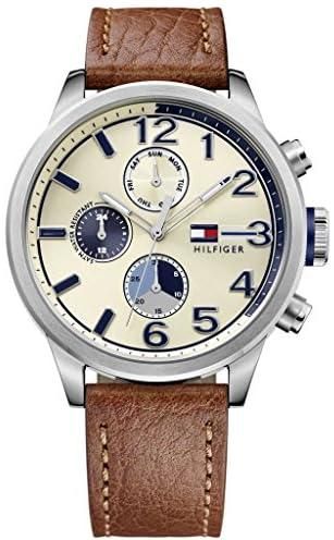 Tommy Hilfiger Jackson Men's Beige Dial Leather Band Watch - 1791239