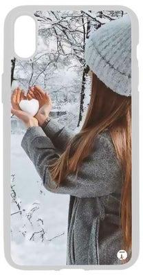 غطاء حماية مطبوع ايفون X صورة فتاة جميلة في الثلج