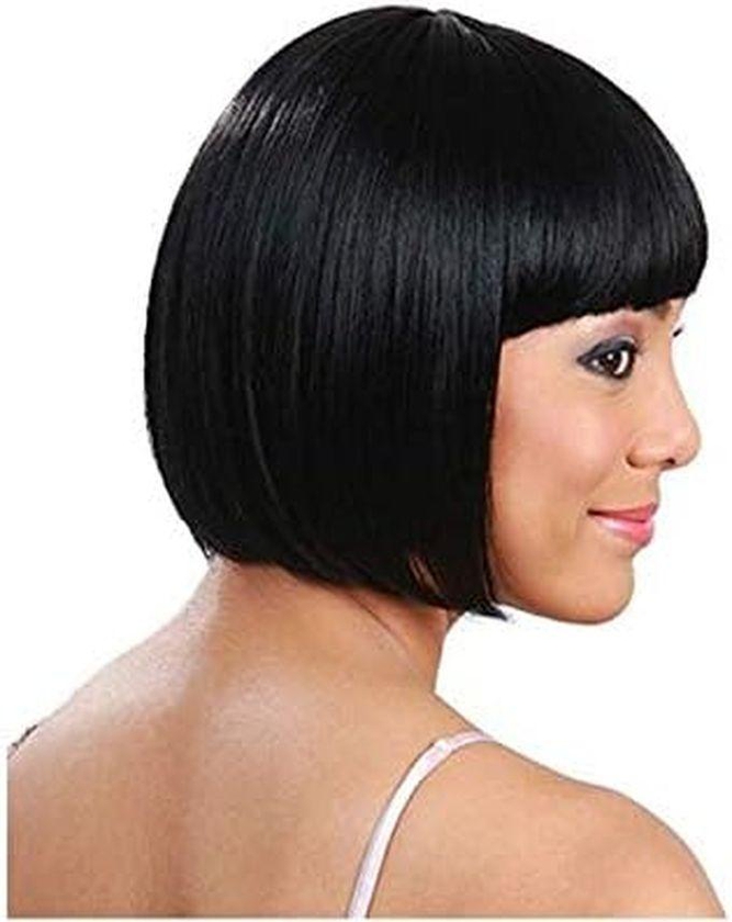 Short Straight Synthetic Hair Wig, Black
