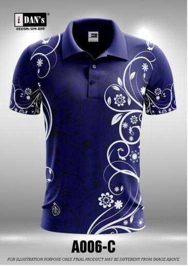 A006 Batik Songket Sublimation Polo Collar T-shirt - 10 Sizes (As Picture)