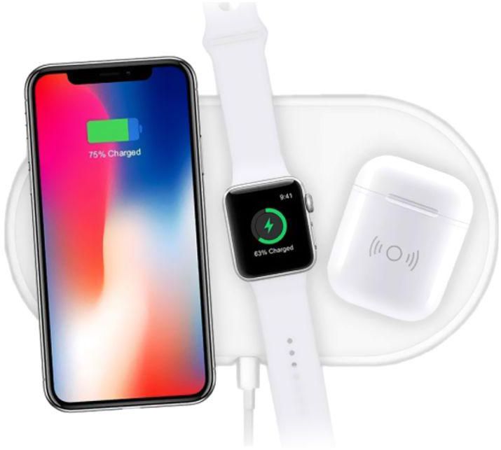 Charging Pad 3 in 1 Air QI Wireless Power Apple Watch 42mm (1st gen), Apple iPhone XS, Apple AirPods White