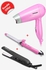 Sonashi Ceramic Hair Straightener + Hair Curloring Iron + Travel Hair Dryer (Pink)