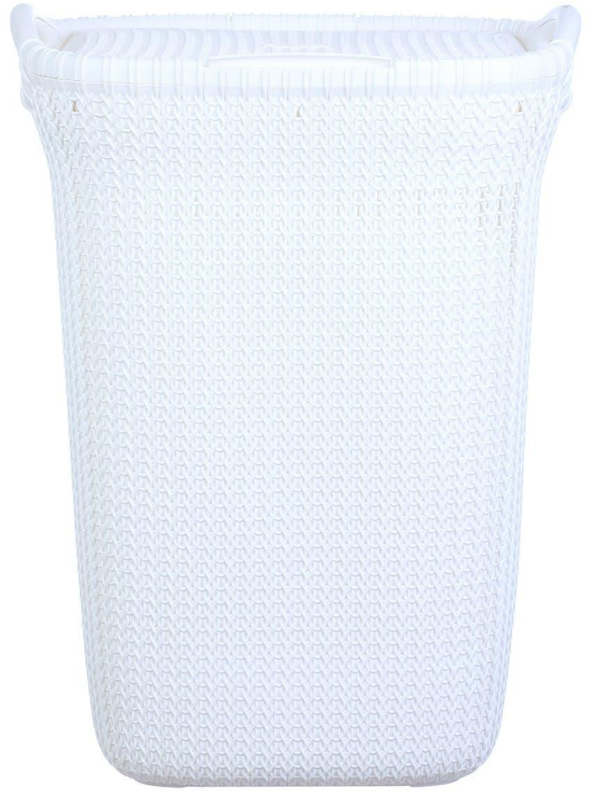 Get Turt Plastic laundry Basket with Cover, 45.5×35.5×62.5 cm - White with best offers | Raneen.com