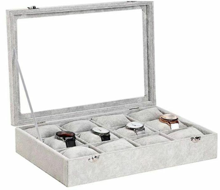 East Lady - Elvet Flannelette Watch And Bracelet Jewelry Box Grey
