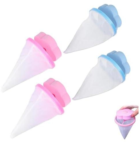 4PCS Lint Catcher for Laundry, Pet Hair Remover for Laundry, Washing Machine Floating Filter Net, Flower Shape Lint Catcher for Laundry Washing Machine Floating Lint Mesh Bag Washer Pet Hair Remover